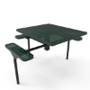 Inground Mount - Perforated Metal - RHINO 46” Nexus Square Thermoplastic Polyolefin Coated Pedestal ADA Picnic Table with 3 Attached Seats