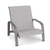 Horizon stackable commercial outdoor sand chair with Titanium Gray aluminum frame and Broadway Wave sling seat and back