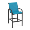 Horizon commercial outdoor bar chair with Starlight Black aluminum frame and Braque Blue sling seat and back