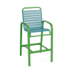Horizon commercial outdoor bar chair with lime green aluminum frame and turquoise vinyl strap seat and back
