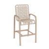 Horizon commercial outdoor bar chair with textured antique beige aluminum frame and off-white cross-weave vinyl seat and back