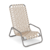 Sundance high back commercial outdoor sand chair with Platinum aluminum frame and Off White cross-weave vinyl seat and back