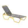 Sundance stackable commercial chaise lounge with yellow aluminum frame, gray cross-weave vinyl seating, and adjustable backrest
