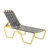 Sundance ADA accessible commercial chaise lounge with yellow aluminum frame, gray cross-weave vinyl seating, and adjustable backrest