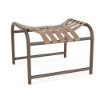 Sundance commercial outdoor ottoman with Textured Espresso aluminum frame and Camel cross-weave vinyl surface
