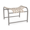Sundance commercial outdoor ottoman with Platinum aluminum frame and Off White cross-weave vinyl surface