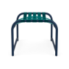 Sundance commercial outdoor ottoman with Deep Blue Metallic aluminum frame and Teal cross-weave vinyl surface
