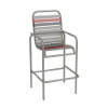 Sundance commercial outdoor bar chair with Platinum Gray aluminum frame and Granite vinyl straps with Red accents