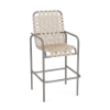 Sundance commercial outdoor bar chair with Platinum aluminum frame and Off White cross-weave vinyl seat and back