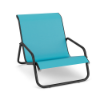 Sundance stackable commercial outdoor sand chair with Starlight Black aluminum frame and Aruba sling seat and back