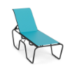 Sundance ADA accessible commercial chaise lounge with Aruba blue sling fabric, Starlight Black aluminum frame, and adjustable backrest