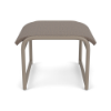 Front view of Sundance sling commercial ottoman featuring Sisal Tungsten fabric and a Satin Amber aluminum frame