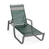 Skyline commercial chaise lounge featuring Sherwood green and gray vinyl straps, gray aluminum frame, and adjustable high back