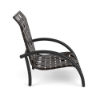 Side profile view of a low-slung commercial beach/sand chair with a dark metallic Starlight frame and dark Black Bronze woven vinyl straps.