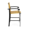 Side view of Athens commercial outdoor bar chair with Starlight Black aluminum frame and Yellow cross-weave vinyl seating