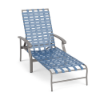 Athens commercial outdoor chaise lounge with Platinum aluminum frame, Sky Blue cross-weave vinyl seating, and adjustable backrest