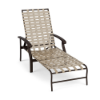 Athens commercial outdoor chaise lounge with Coffee Bean aluminum frame, Putty cross-weave vinyl seating, and adjustable backrest