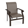Athens commercial outdoor dining chair with Coffee Bean aluminum frame and Turquesa sling seat and back