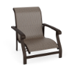Athens commercial outdoor sand chair with Coffee Bean aluminum frame and Turquesa sling seat and back