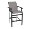Athens commercial outdoor bar chair with Starlight Black aluminum frame and Jazzy Raven sling seat and back