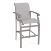 Athens commercial outdoor bar chair with Platinum aluminum frame and Broadway Wave sling seat and back