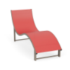 Wave raised commercial outdoor chaise lounge with Satin Amber aluminum frame and Straw Mat Corral sling seating