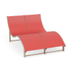 Wave raised double commercial outdoor chaise lounge with Satin Amber aluminum frame and Straw Mat Corral sling seating