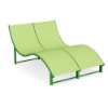 Wave raised double commercial outdoor chaise lounge with Lime Green aluminum frame and Citron sling seating