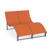 Wave raised double commercial outdoor chaise lounge with Slate Grey aluminum frame and Snappy orange sling seating