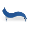 Side view of Wave raised double commercial outdoor chaise lounge with Steel Blue aluminum frame and Marina blue sling seating