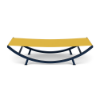 Side view of Coastal Arch commercial outdoor hammock with Deep Blue Metallic aluminum frame and Lemon Yellow sling surface