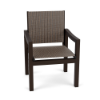 Coastal commercial outdoor dining chair with Coffee Bean aluminum frame and Turquesa sling seat and back