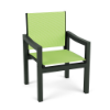 Coastal commercial outdoor dining chair with Hunter Green aluminum frame and Citron sling seat and back