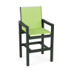 Coastal commercial outdoor bar chair with Hunter Green aluminum frame and Citron sling seat and back