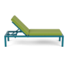 Coastal cushioned commercial outdoor chaise lounge with Textured Beige aluminum frame and Valley Desert patterned cushions