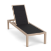 Coastal MGP commercial outdoor chaise lounge with Textured Beige aluminum frame, Susquehanna Grey MGP slats, and adjustable backrest