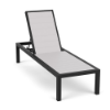 Coastal MGP commercial outdoor chaise lounge with Black aluminum frame, White MGP slatted surface, and adjustable backrest