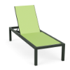 Coastal Luxury XL commercial outdoor chaise lounge with Hunter Green aluminum frame, Citron sling seating, and adjustable backrest