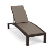 Coastal Pointe commercial outdoor chaise lounge with Coffee Bean aluminum frame and Taupe Tweed sling seat and adjustable backrest