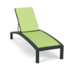 Coastal Pointe commercial outdoor chaise lounge with Hunter Green curved aluminum frame and Citron sling seating