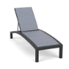 Coastal Pointe commercial outdoor chaise lounge with Starlight Black curved aluminum frame and Jazzy Twilight sling seating