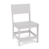 Front three-quarter studio view of a modern armless outdoor dining chair rendered in solid bright White Marine Grade Polymer (MGP).