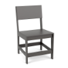 Front three-quarter studio rendering of an armless outdoor dining chair made of smooth Grey Marine Grade Polymer (MGP).