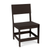 Front three-quarter studio view of an armless commercial outdoor dining chair in a textured dark Northeastern Walnut woodgrain Marine Grade Polymer (MGP) finish.