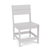 Front three-quarter view of the Leisure MGP slat style outdoor dining chair in a clean white finish.