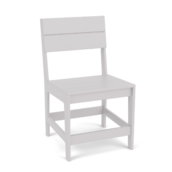 Front three-quarter view of the Leisure MGP slat style outdoor dining chair in a clean white finish.