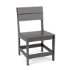 Front three-quarter view of the Leisure MGP slat style outdoor dining chair in a dark grey finish.