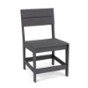 Front three-quarter view of the Leisure MGP slat style outdoor dining chair in a textured Susquehanna Grey finish.