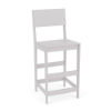 Front three-quarter view of the Leisure MGP solid style outdoor bar chair with footrest in a clean white finish.