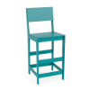 Front three-quarter view of the Leisure MGP solid style outdoor bar chair with footrest in an Aruba teal finish.